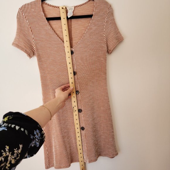 Anthropologie CAUTION TO THE WIND Brown Stripped Dress, Size M - Picture 5 of 5